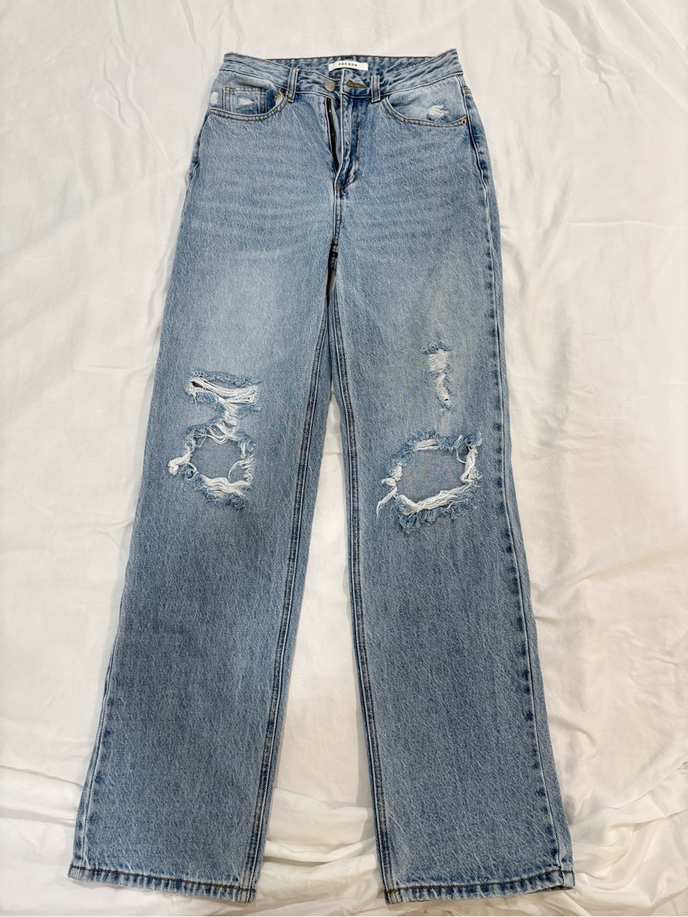 PacSun Light Blue Distressed Straight-Leg Jeans